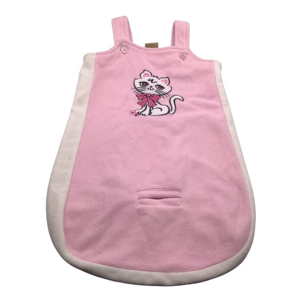 Arizona Jean Co Baby Girl Pink Fleece‎ Wearable Blanket 3-6M Cat Embroidery